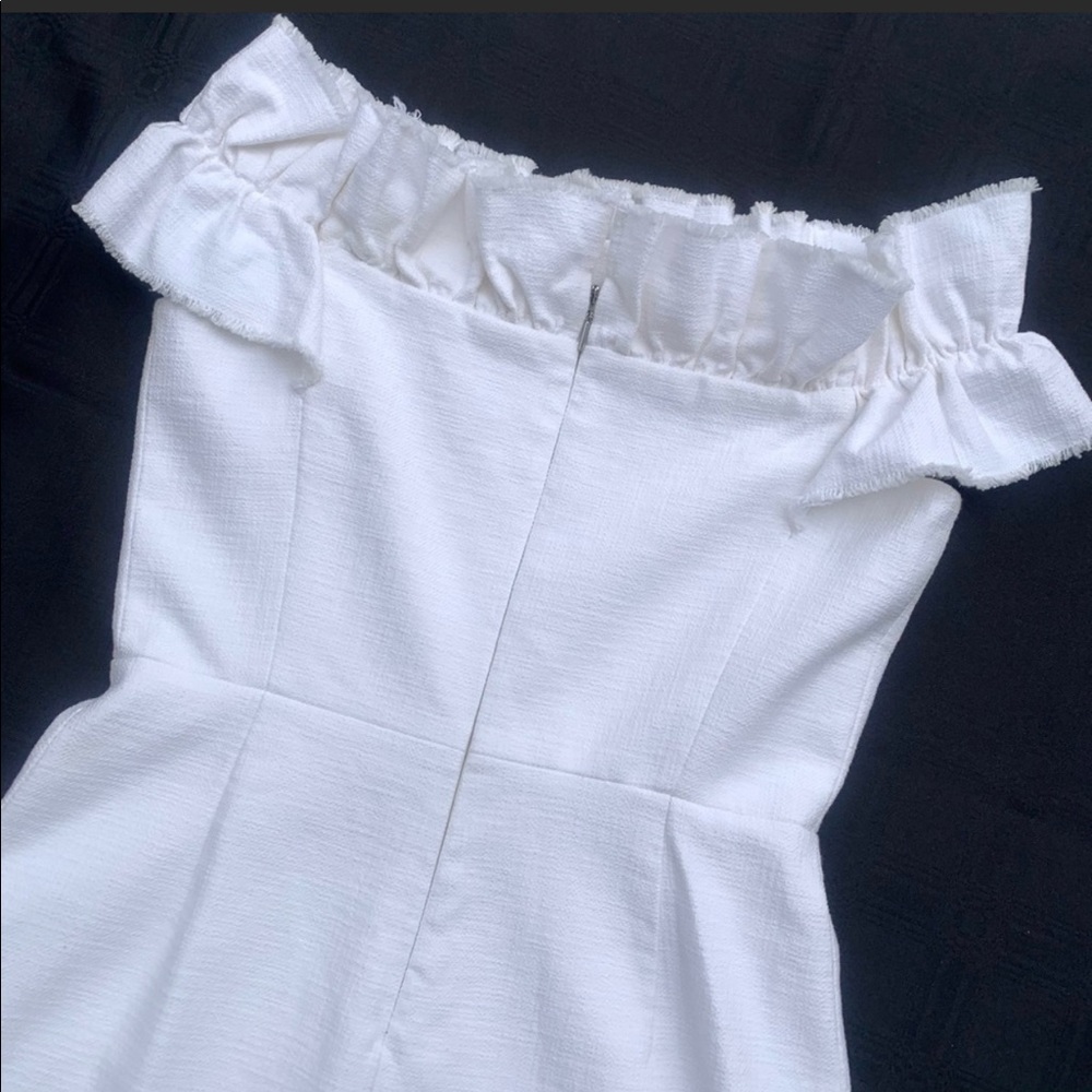 NWT Rebecca Taylor Women’s Winter White Ruffle Wedding Party Dress Size 4 - Picture 9 of 12